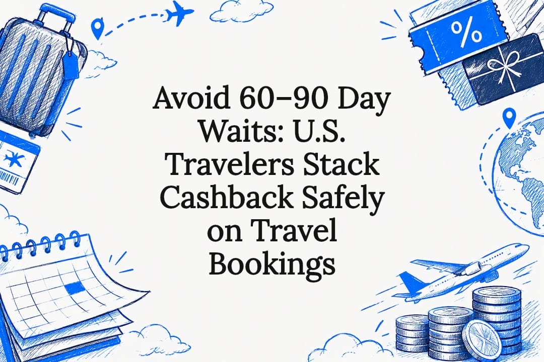 Decorative travel cashback title card illustration