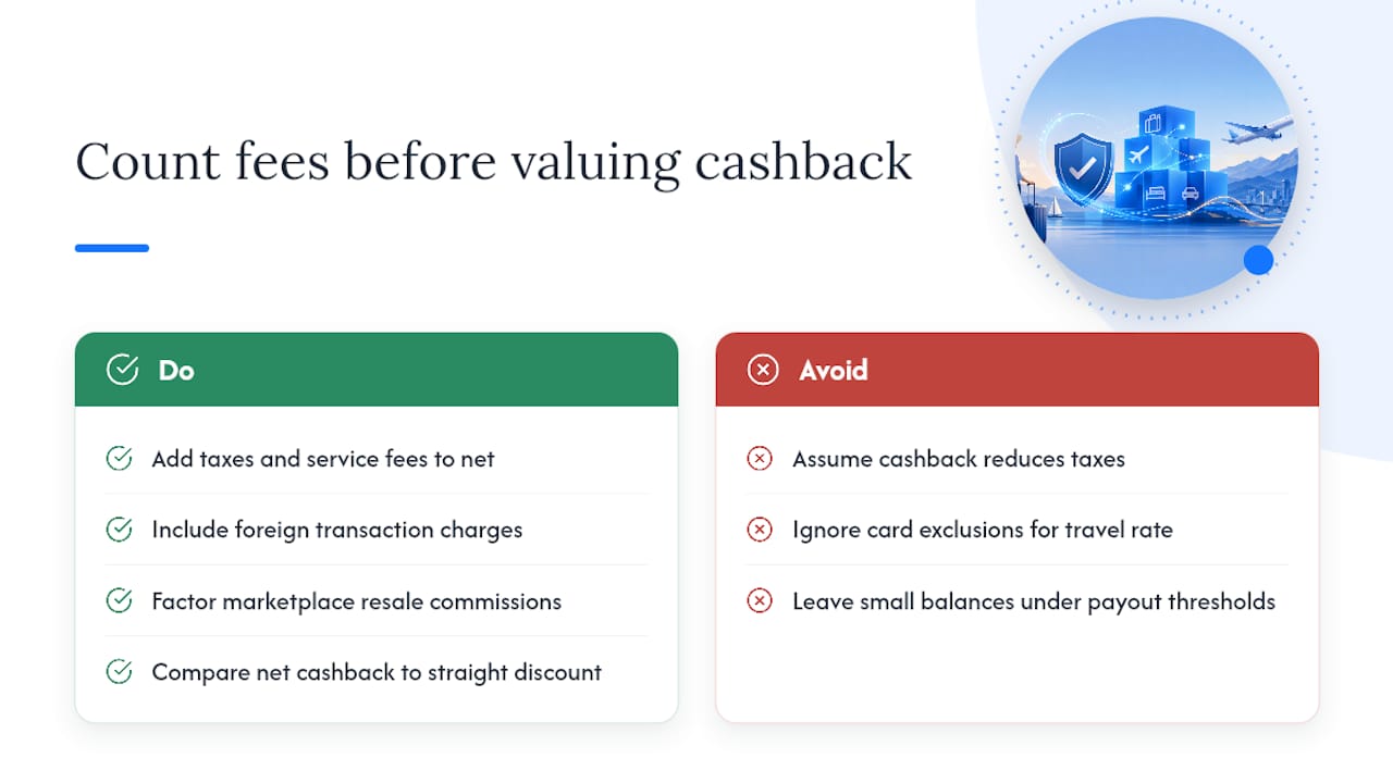 What travel booking cashback actually costs you in fees — overview diagram