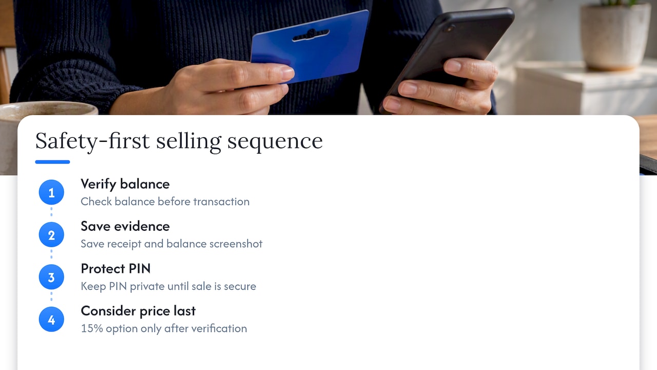 Gift card resale verification and evidence steps
