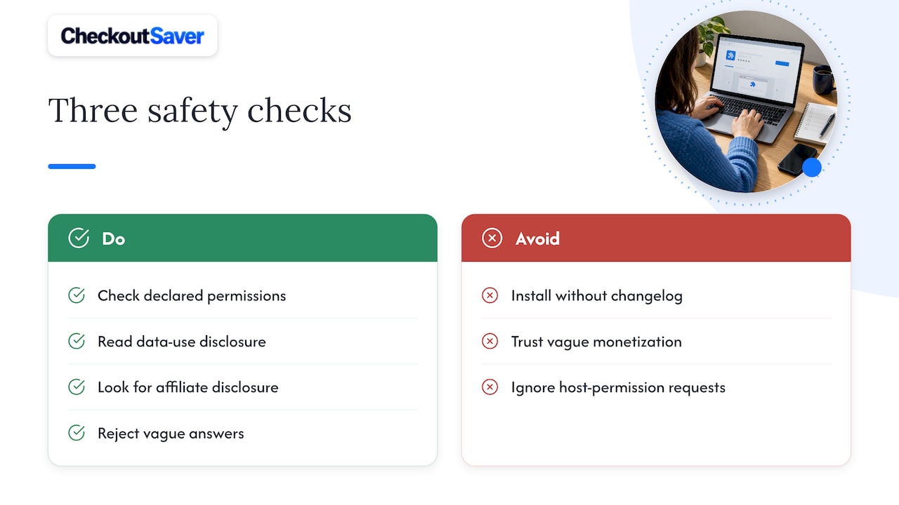 Three signals for assessing extension safety