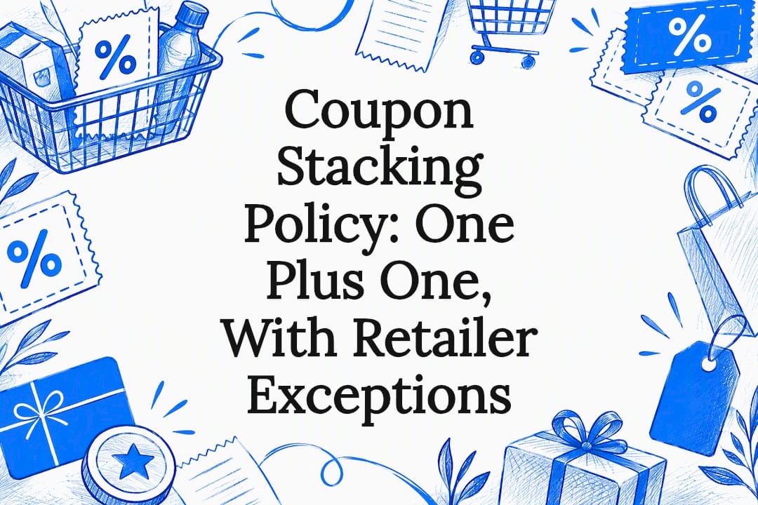 Hand-drawn coupon and retail title card