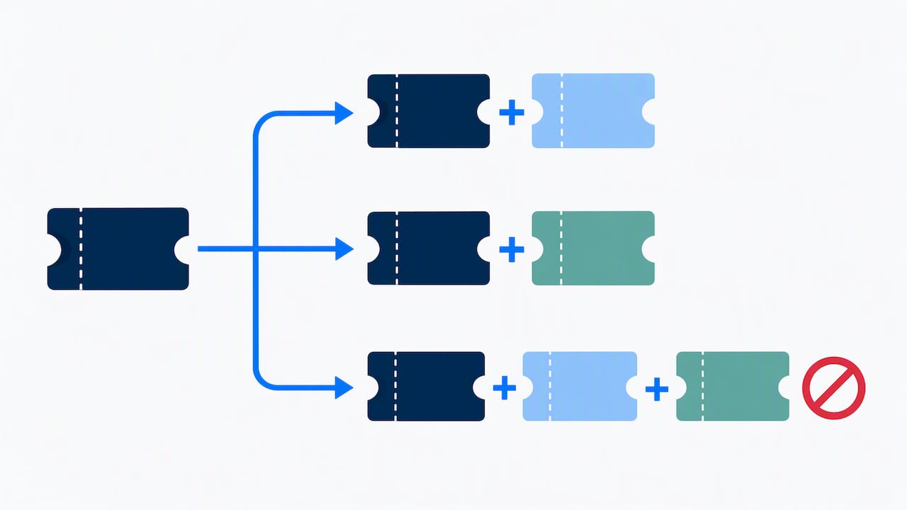 Illustrated coupon pairings with one excluded combination