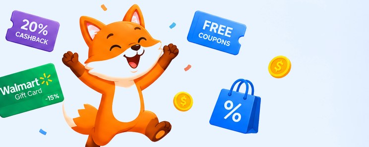 CheckoutSaver fox celebrating store savings