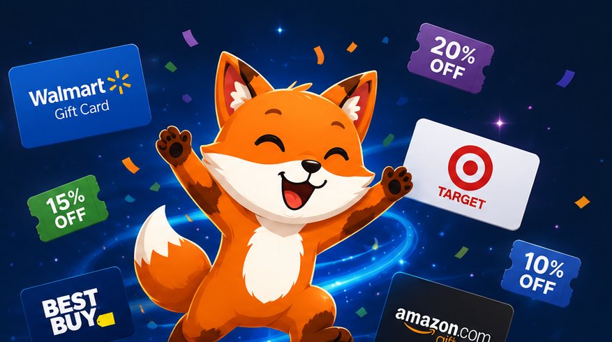 Checkout Saver fox with discounted Walmart, Target, Best Buy, and Amazon gift cards