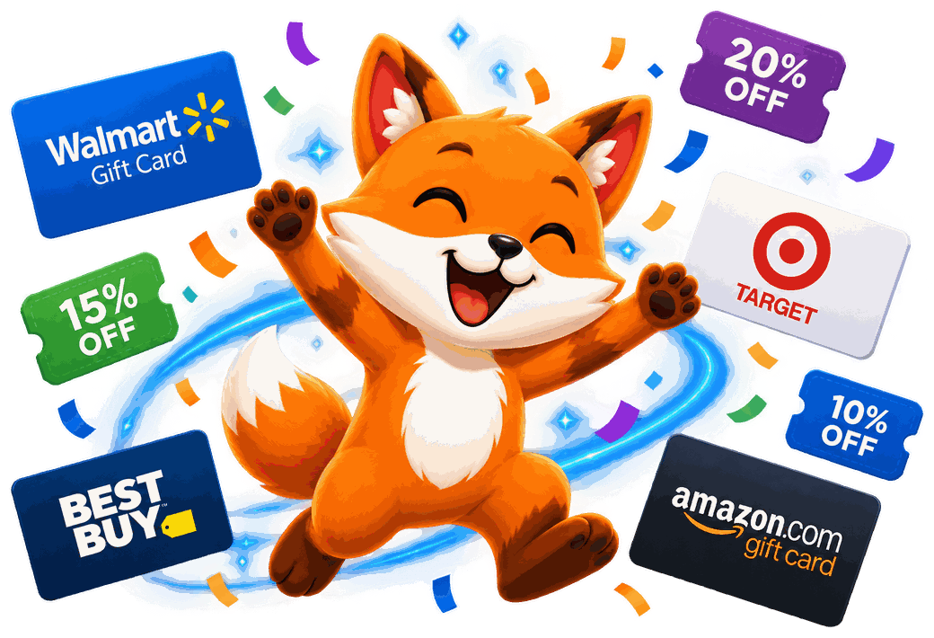 CheckoutSaver fox celebrating store savings