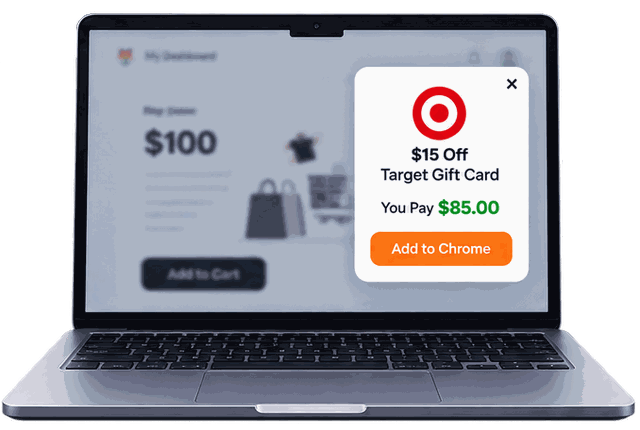 Chrome extension on a laptop while listing a gift card to sell