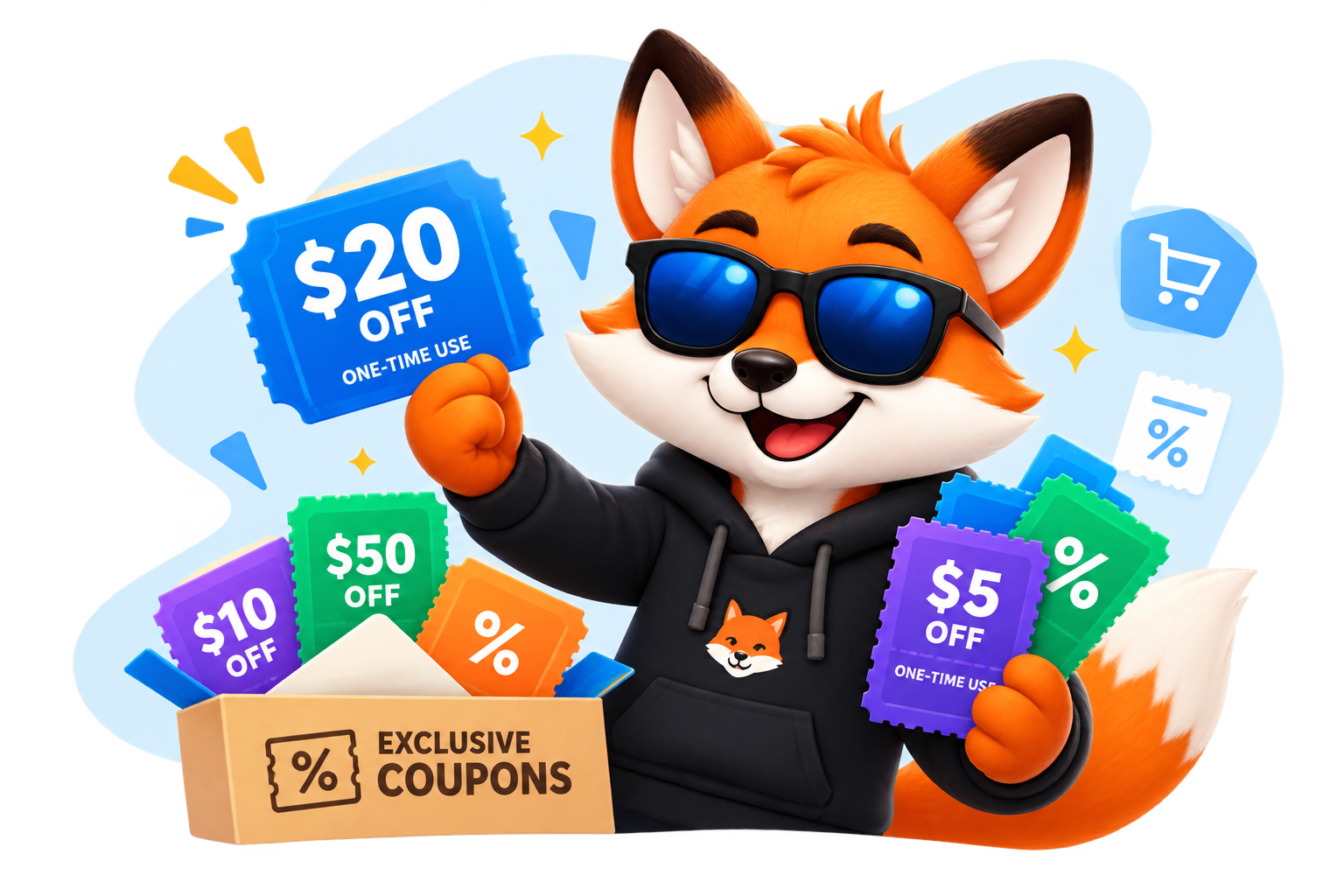 One-time-use coupon example with transparent background