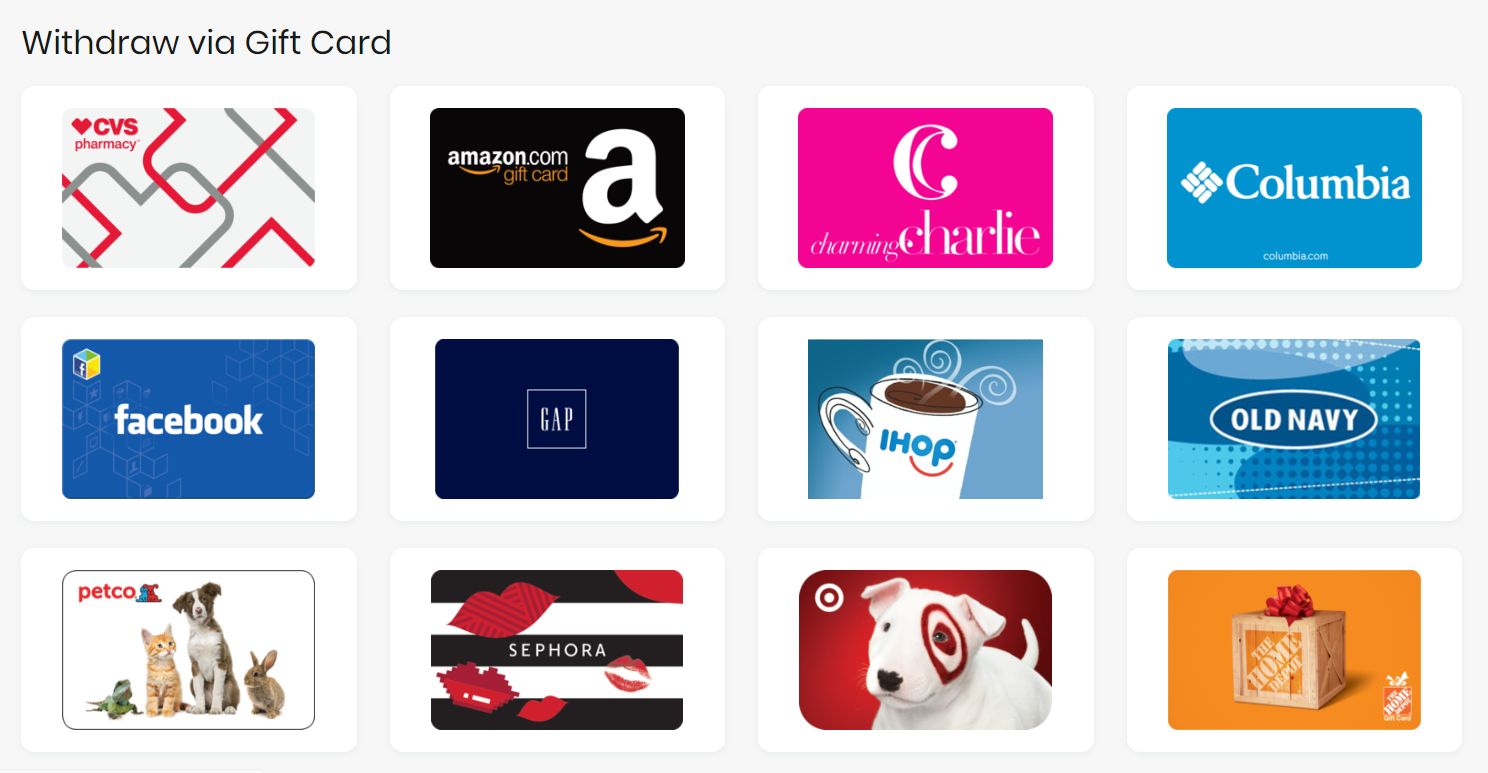 Gift Card Withdrawal Options